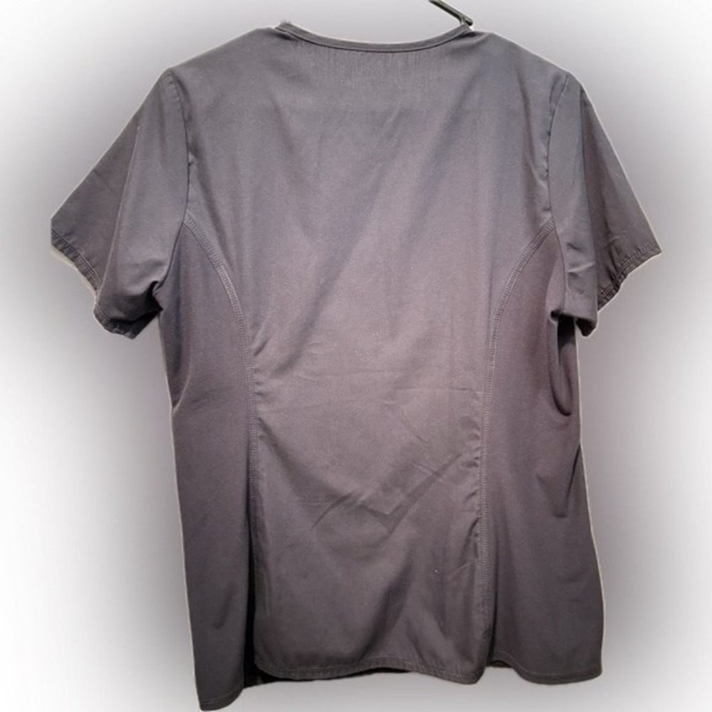 Cherokee Flexibles Scrub Top Size Small Pewter Gray Mock Wrap V Neck 2824 - Picture 3 of 9